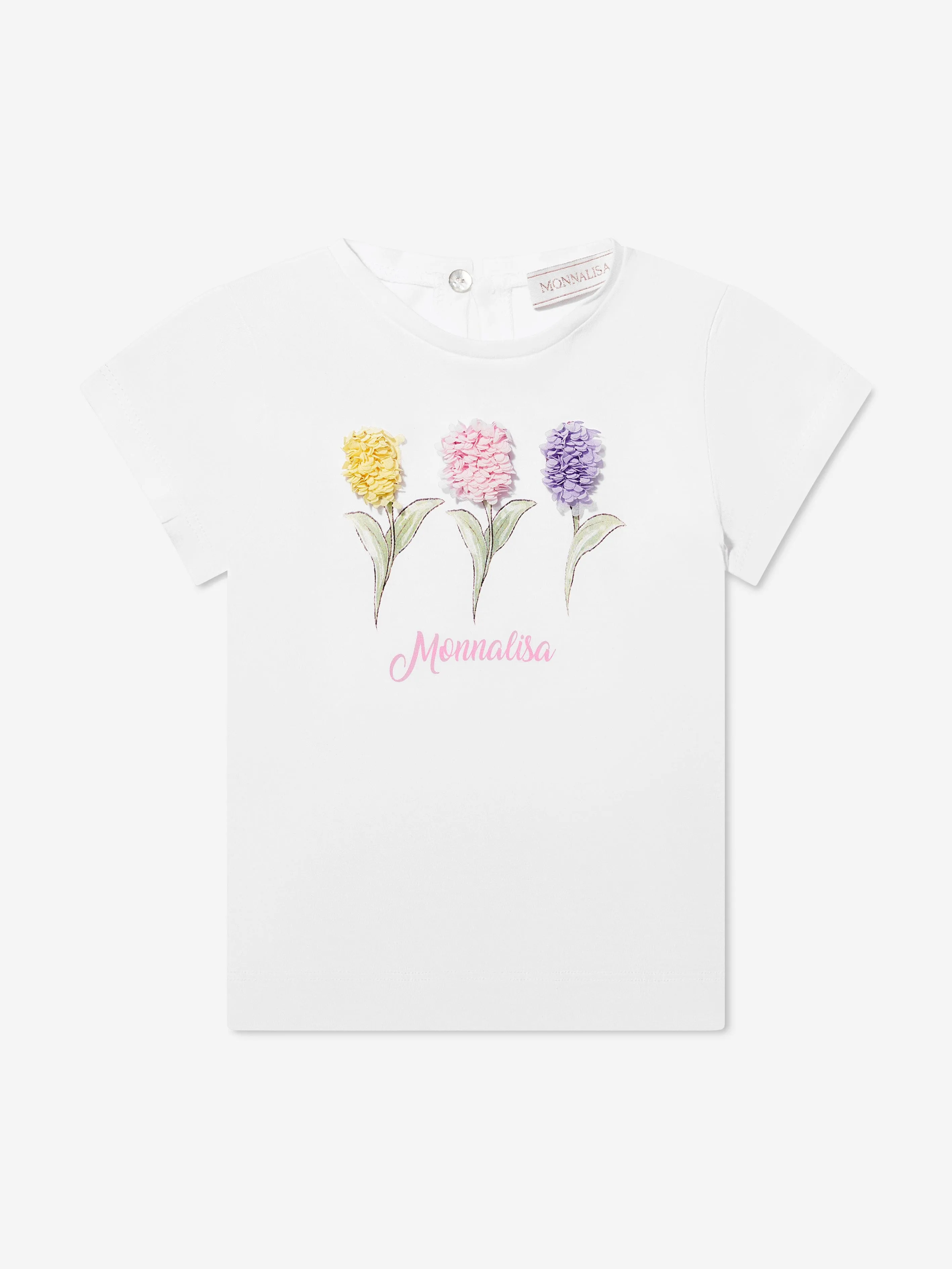 Monnalisa Baby Girls Tulips T-Shirt In White