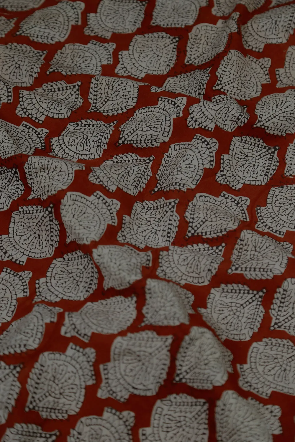 Motifs on Maroon Bagru Cotton Fabric - 0.7m