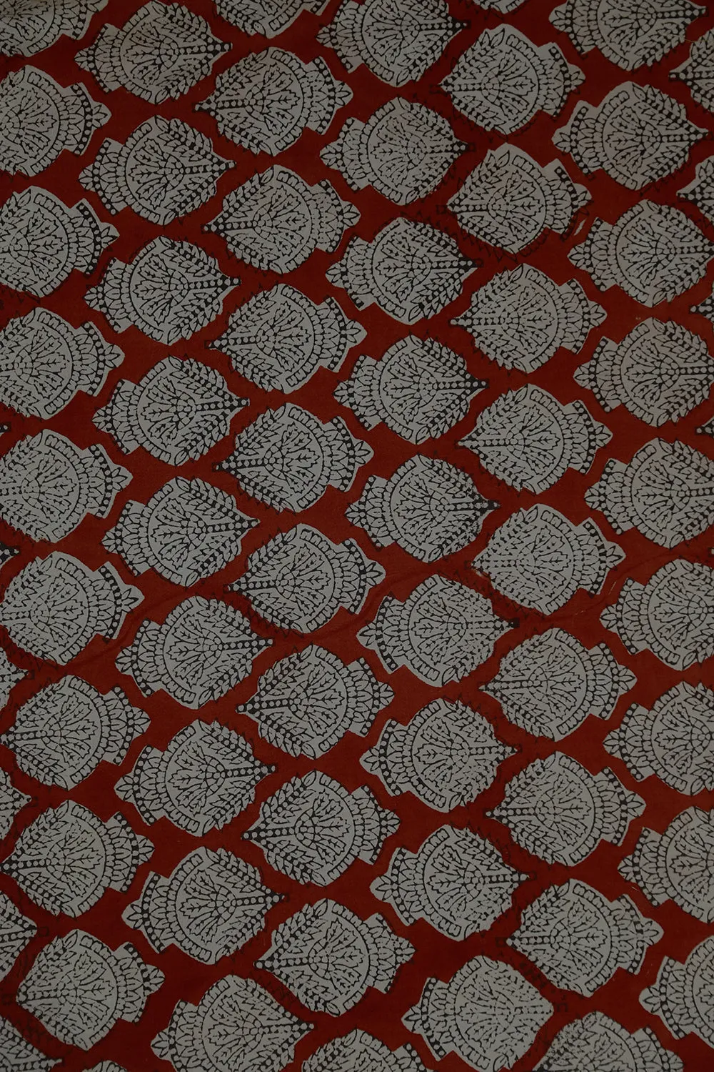 Motifs on Maroon Bagru Cotton Fabric - 0.7m