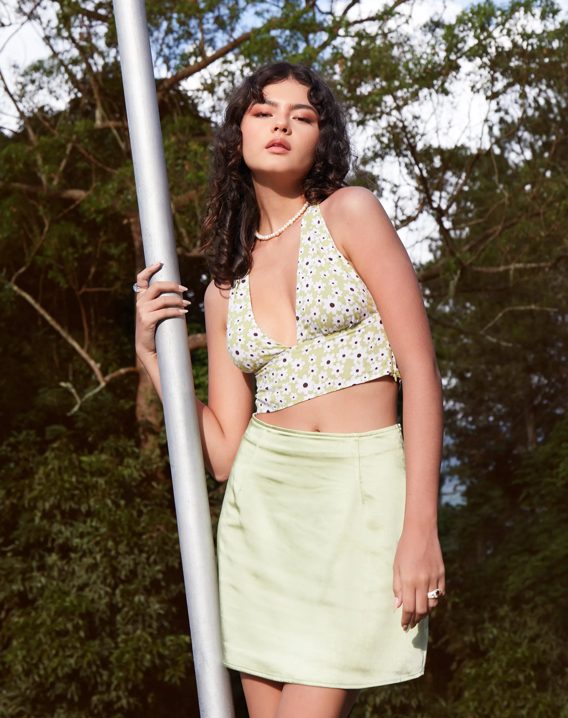 Nanda Crop Top in Daisy Duke Green