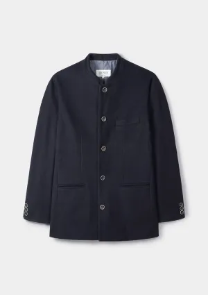 Navy Cashmere Nehru Jacket