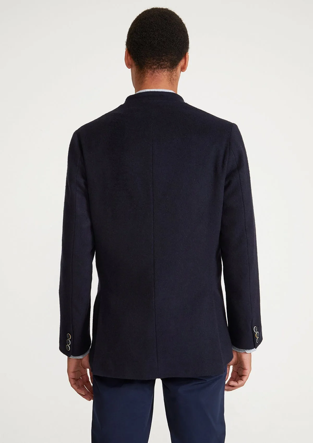 Navy Cashmere Nehru Jacket