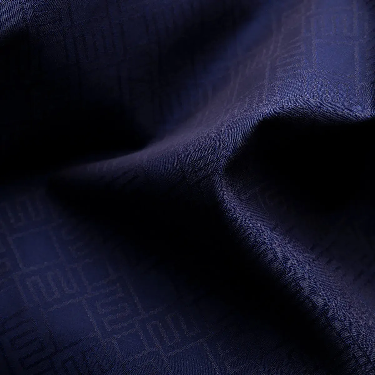 Navy Double-E Print Jacquard Slim Fit Shirt