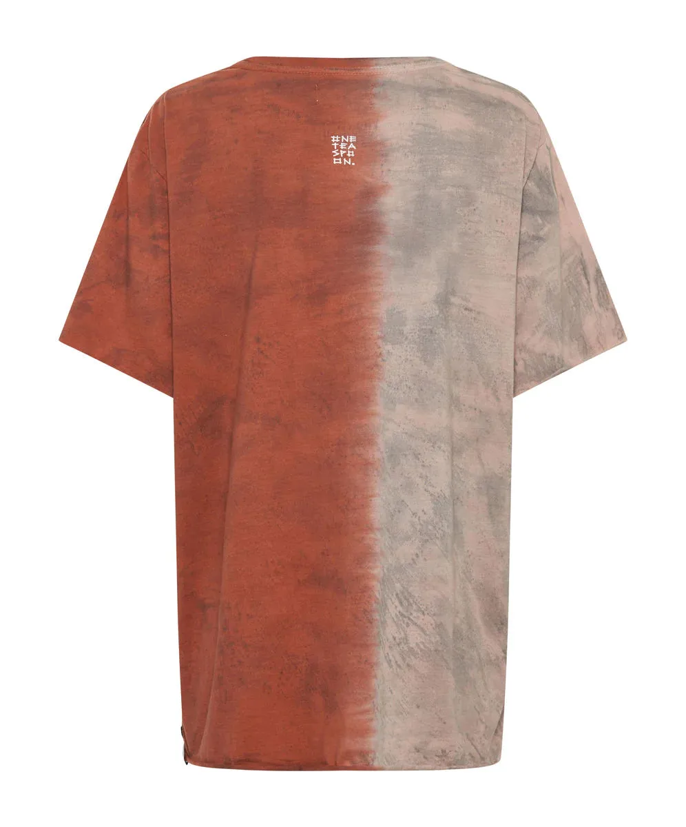 ONE TEASPOON Womens Good Vibes Only Hand Dyed Oversized Tee - Rust