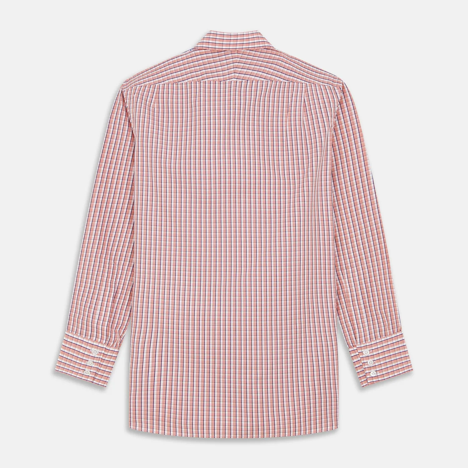 Orange and White Check Cotton Regular Fit Mayfair Shirt