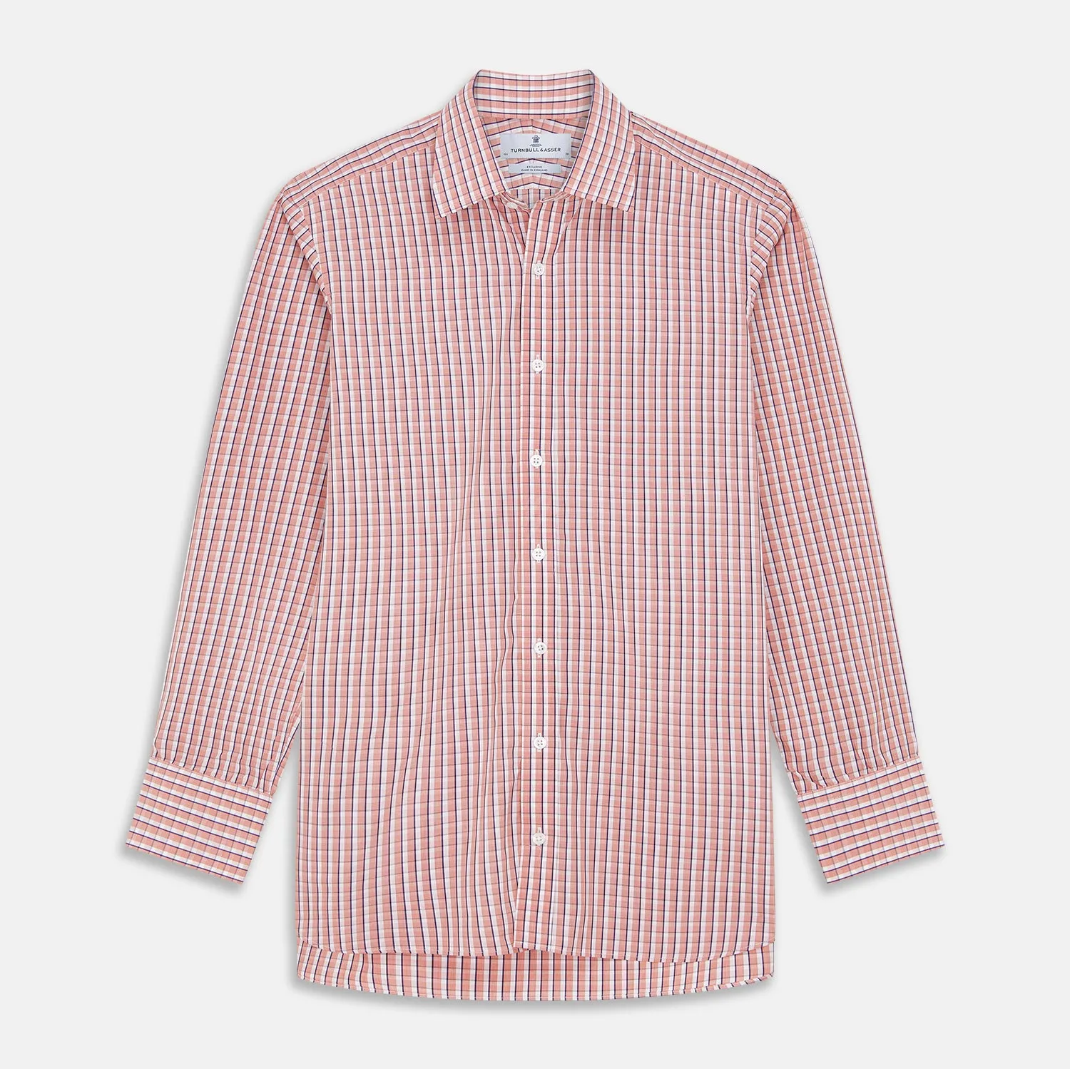 Orange and White Check Cotton Regular Fit Mayfair Shirt