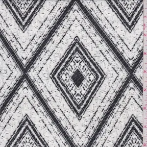 Pale Grey/Black Diamond Print Challis Fabric