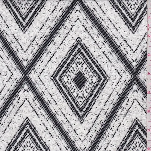 Pale Grey/Black Diamond Print Challis Fabric