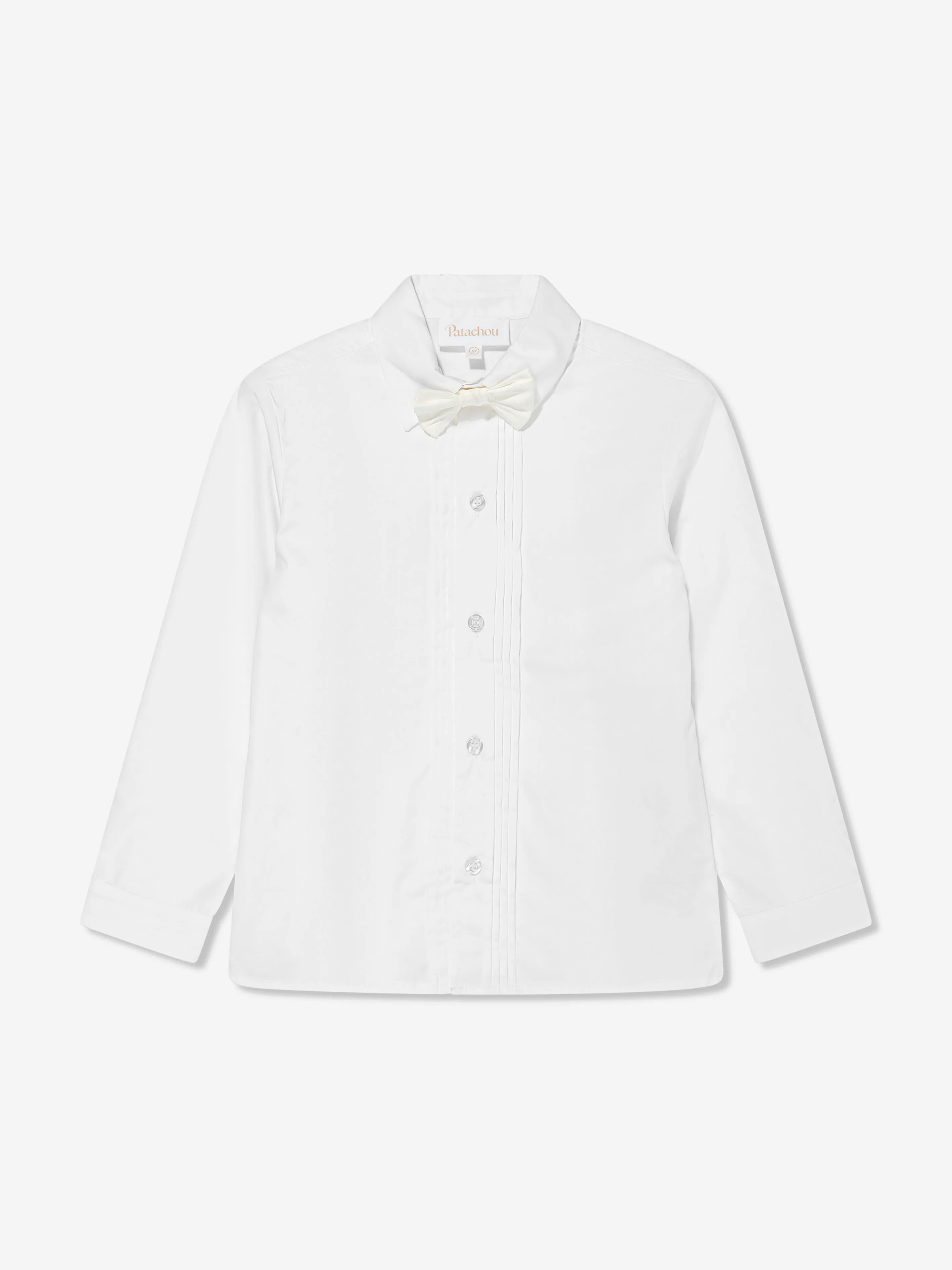 Patachou Boys Shirt With Bow Tie in White