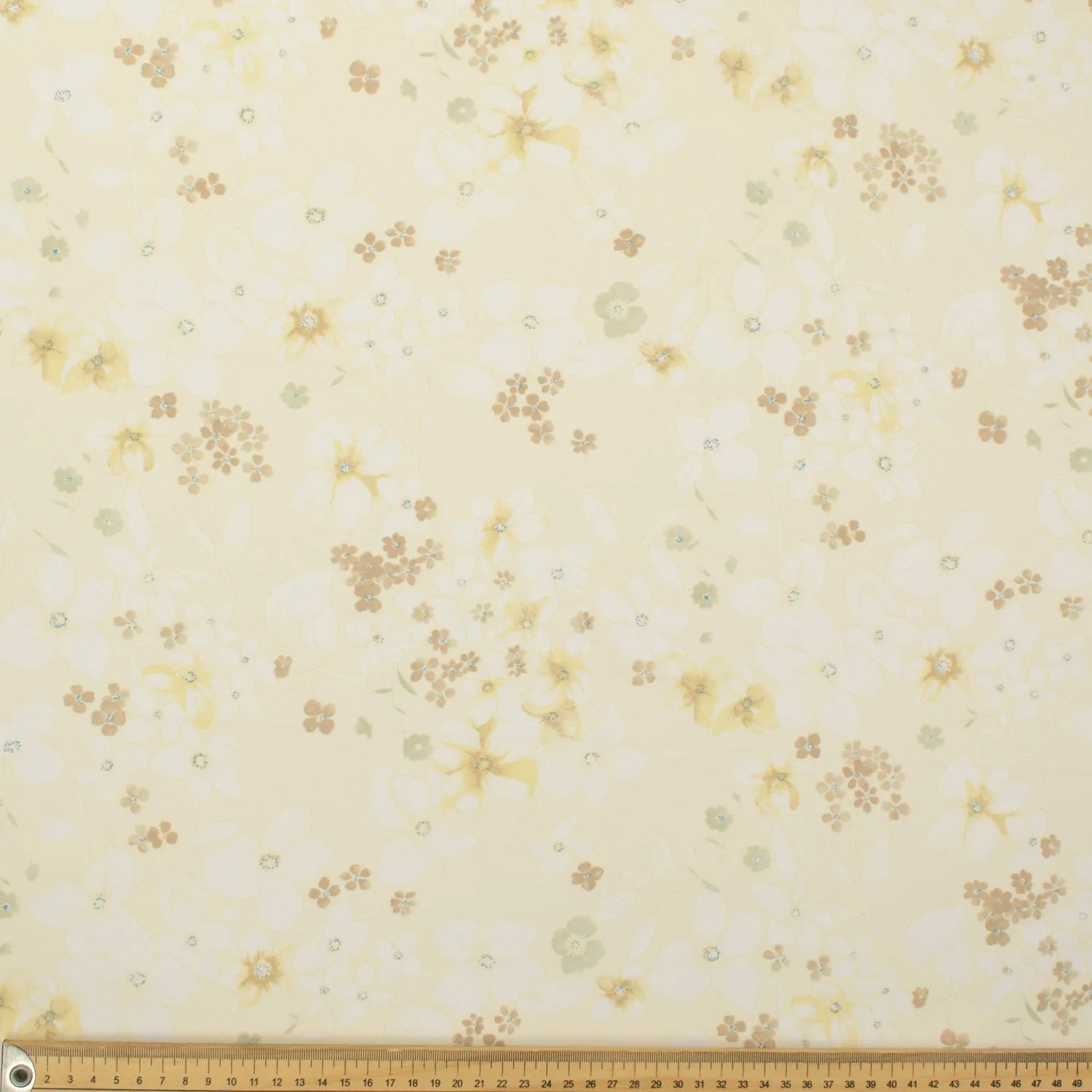 Printed Crepe Design-8 Beige Florals on Cream