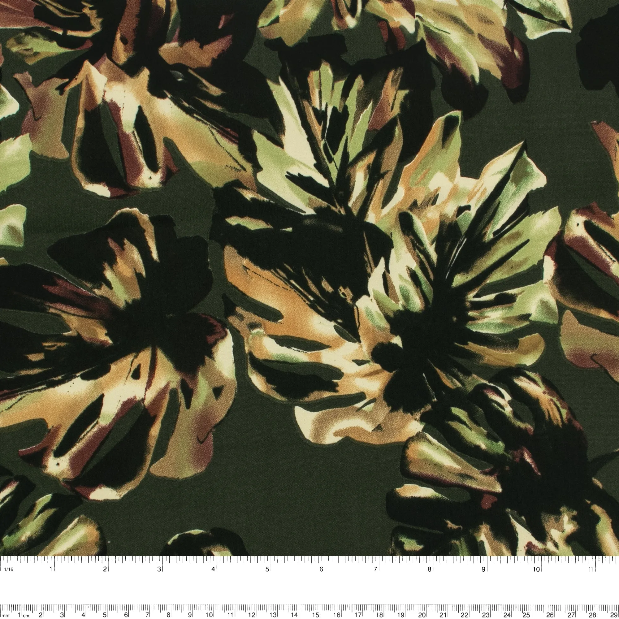 Printed Peachskin - EMMA - Leafs - Green