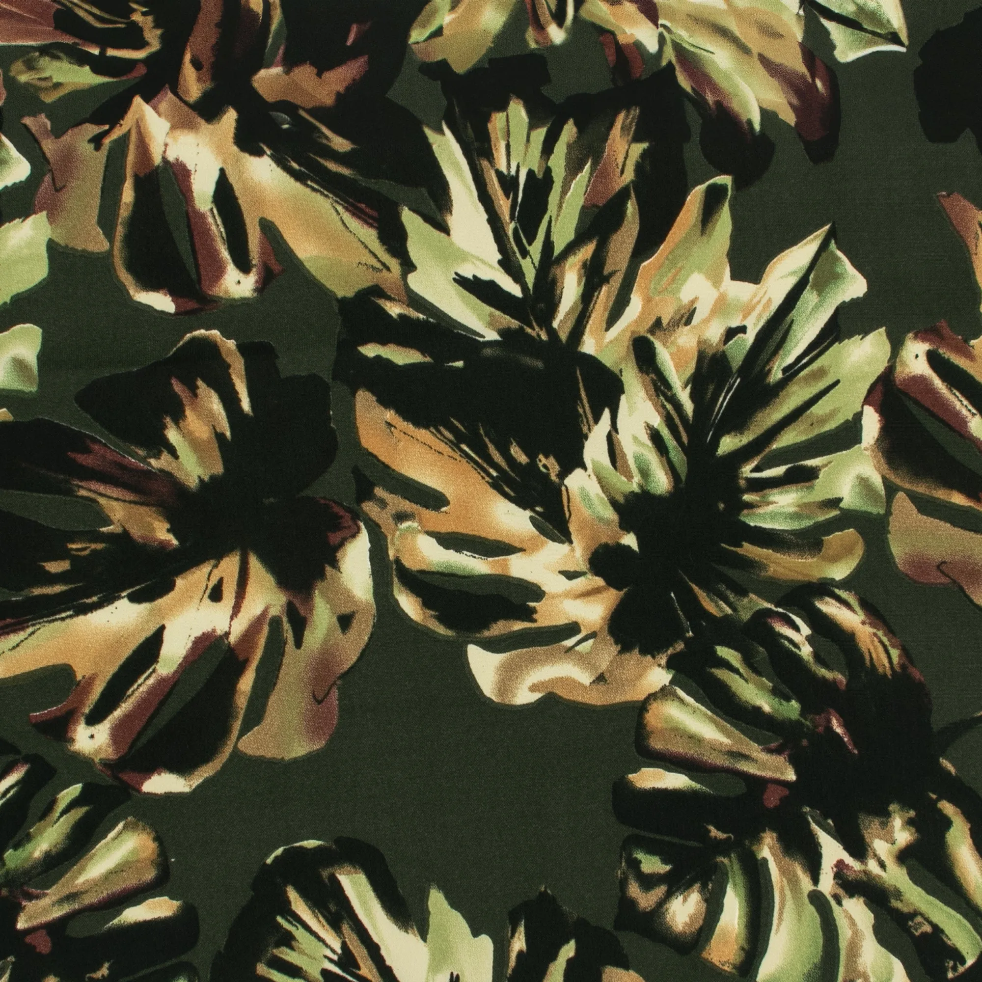 Printed Peachskin - EMMA - Leafs - Green