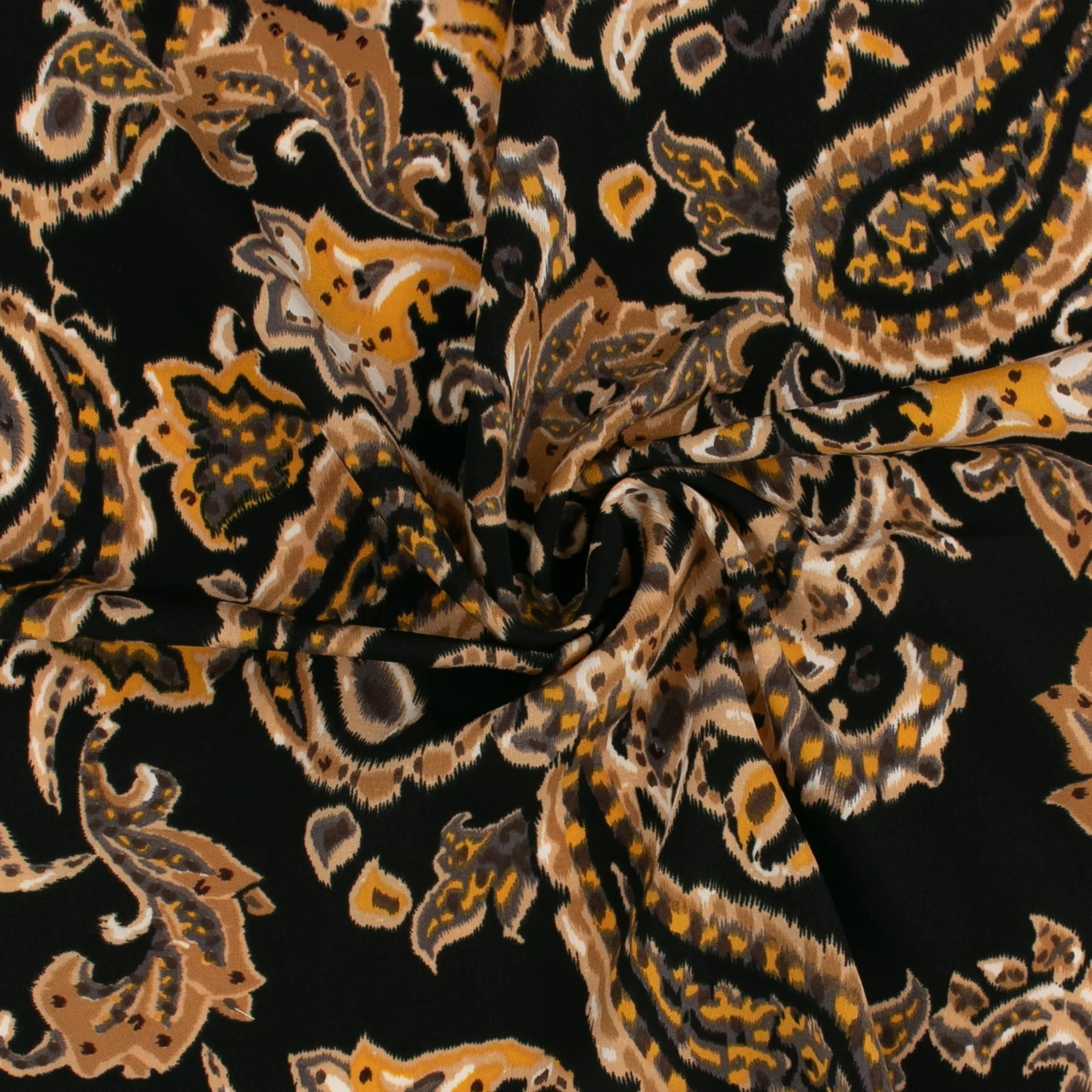 Printed Peachskin - EMMA - Paisley - Black