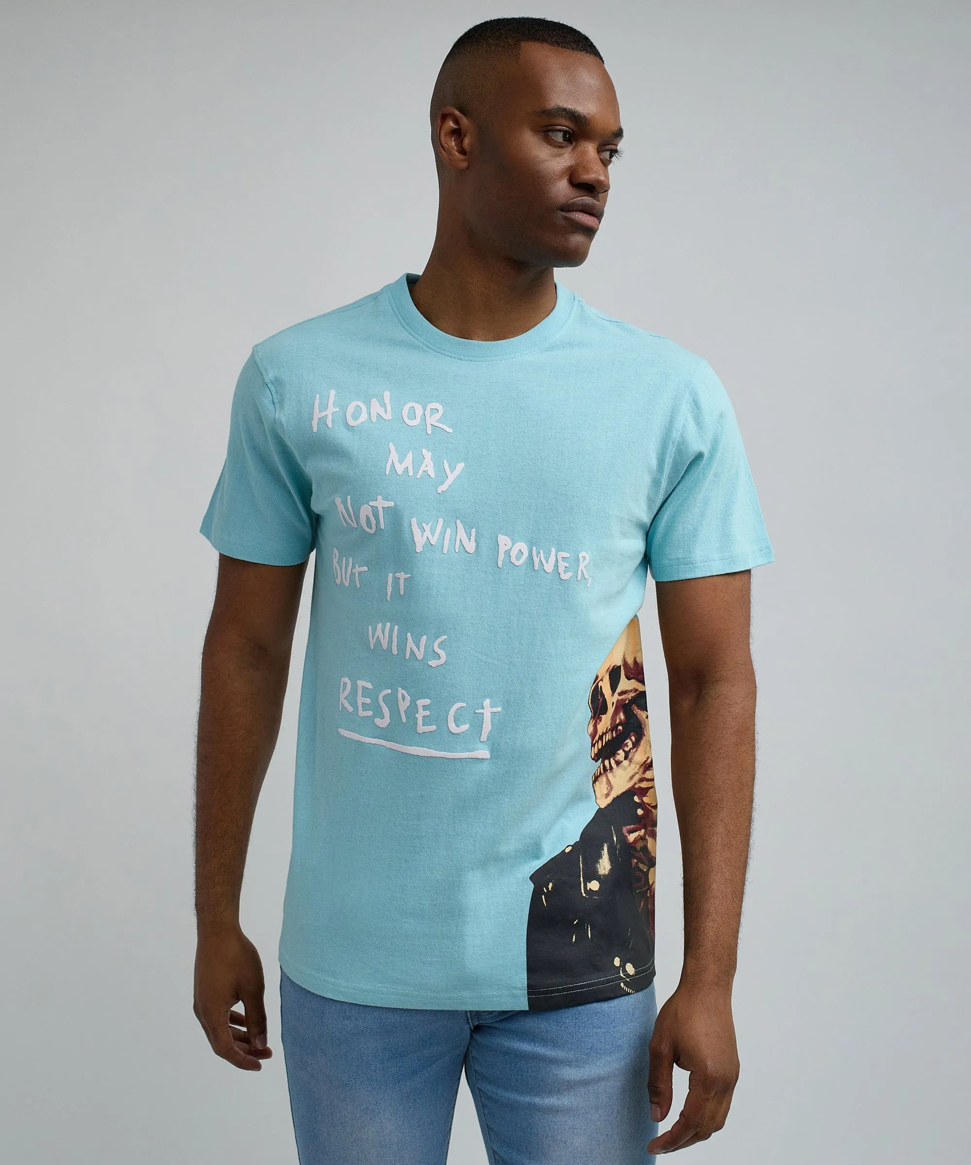 Respect Oversized Short Sleeve Tee - Light Blue