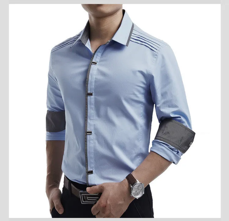 Rock Style Slim Fit Big Collar Men Shirt