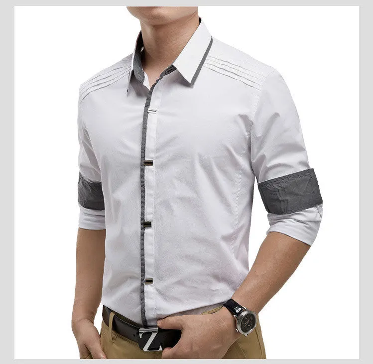 Rock Style Slim Fit Big Collar Men Shirt