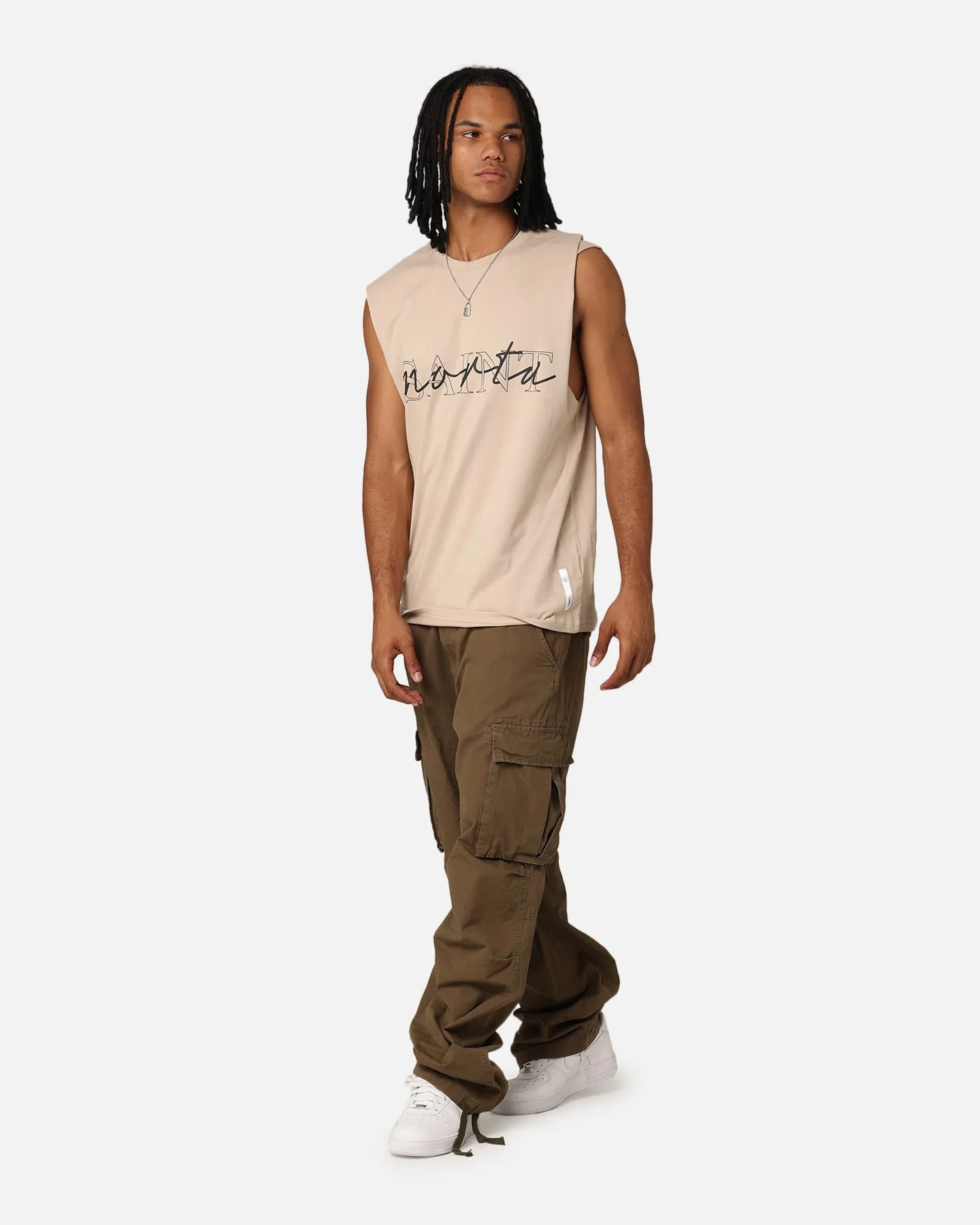 Saint Morta Interlock Oversized Muscle T-Shirt Stone