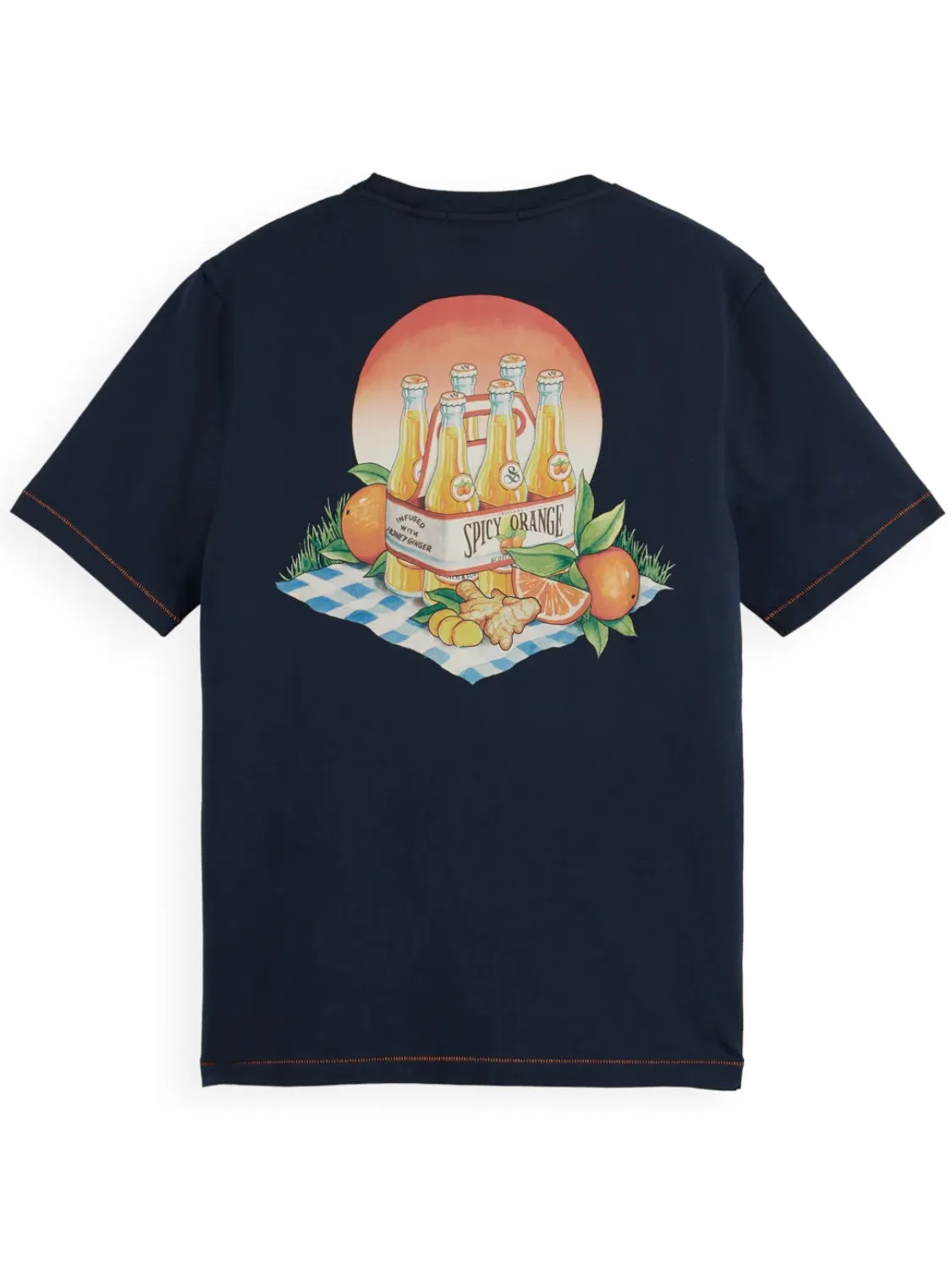 SCOTCH & SODA "SPICEY ORANGE" TEE NAVY