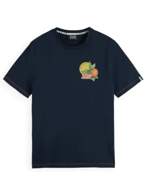 SCOTCH & SODA "SPICEY ORANGE" TEE NAVY