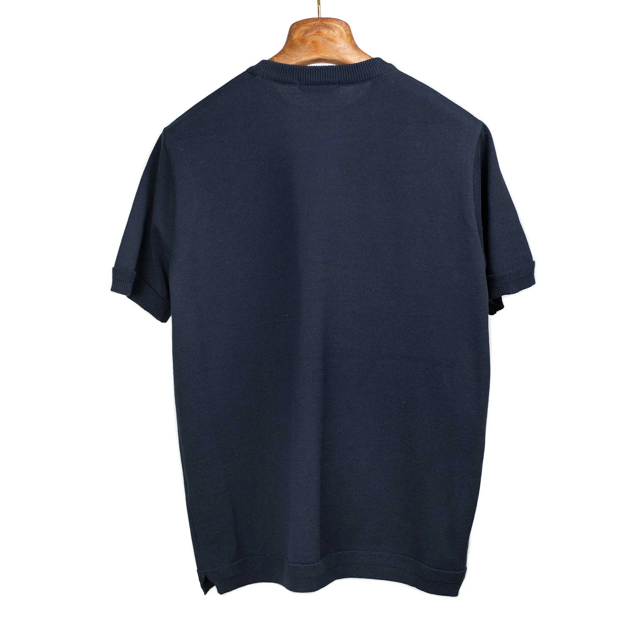 Short sleeve knit t-shirt in navy blue