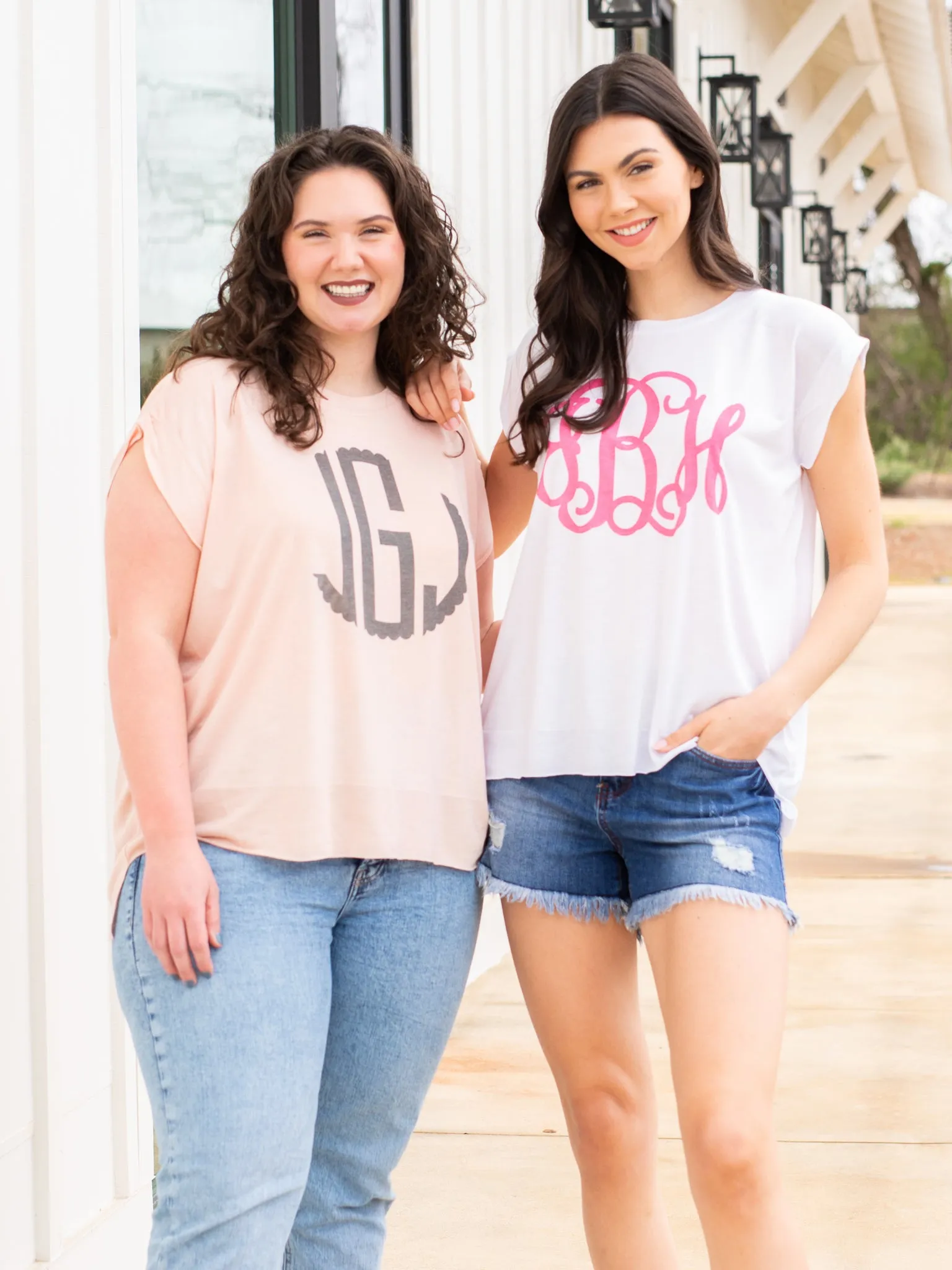 Solid Monogrammed Rolled Cuff Tee