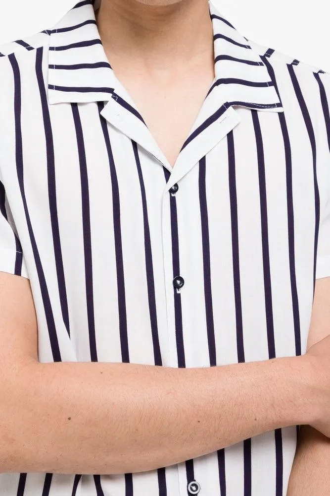 Stripe Short Sleeve Shirt Navy & White