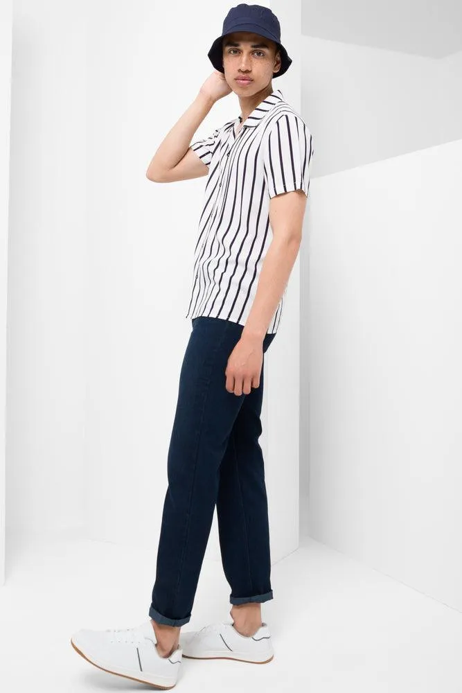 Stripe Short Sleeve Shirt Navy & White