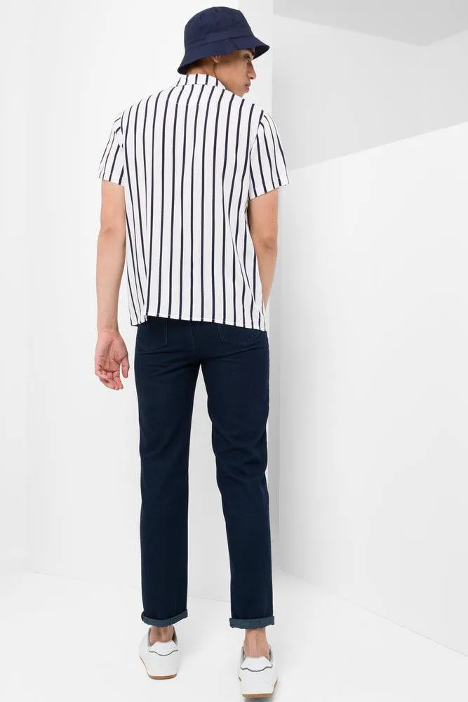 Stripe Short Sleeve Shirt Navy & White