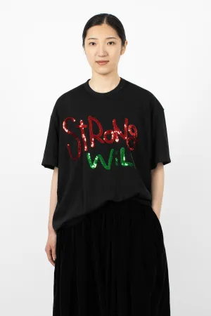 'STRONG WILL' SS T-Shirt Black/Red/Green