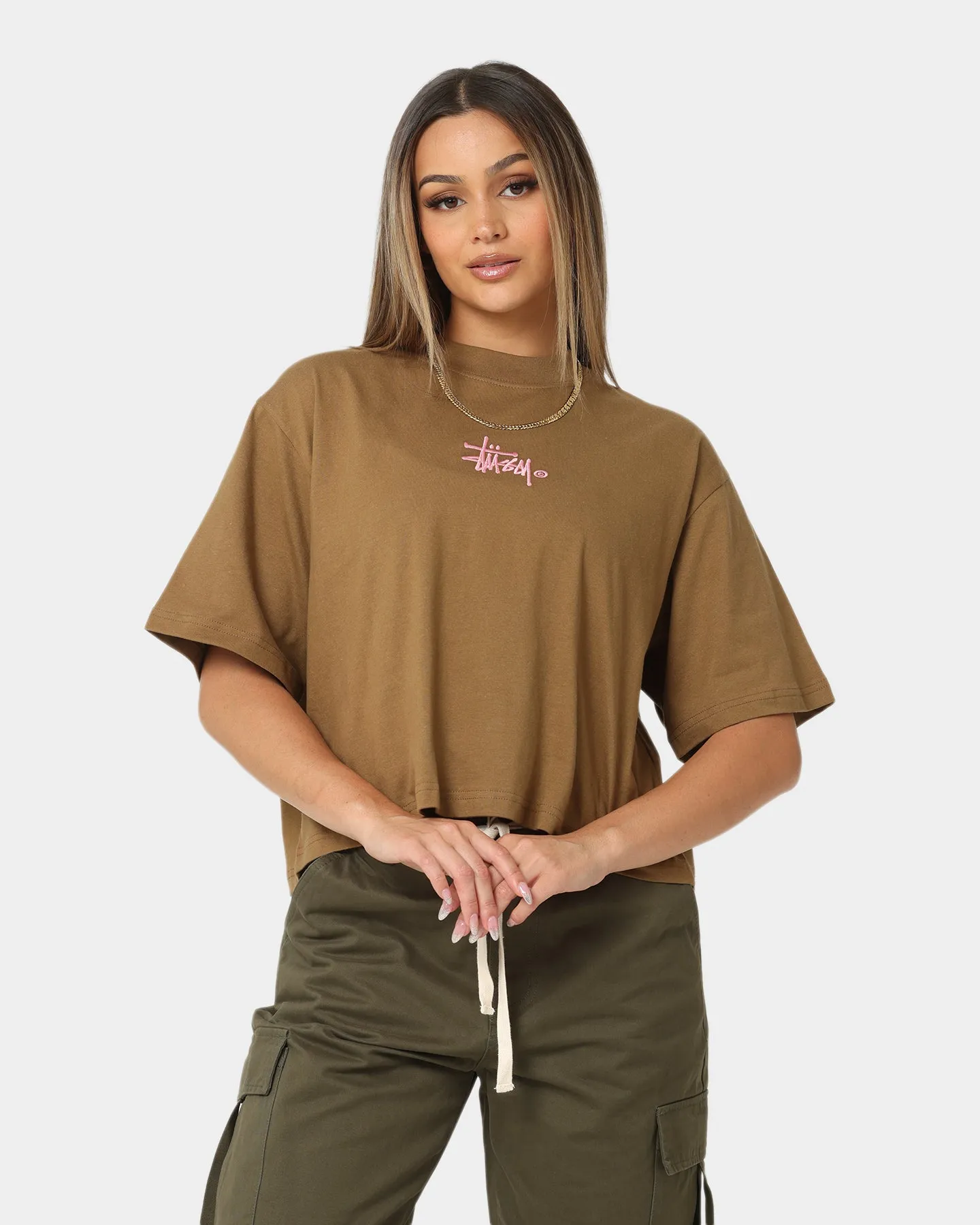 Stussy Women's Graffiti Box T-Shirt Chocolate Lemon