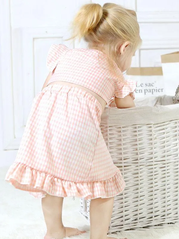 Stylish 2-piece Set Toddler Baby Girl Checked Tops Skirt