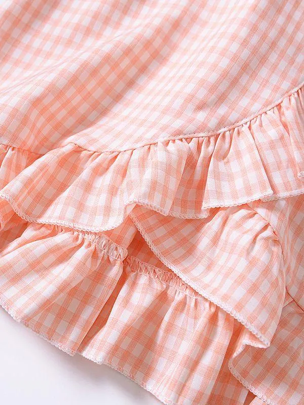 Stylish 2-piece Set Toddler Baby Girl Checked Tops Skirt