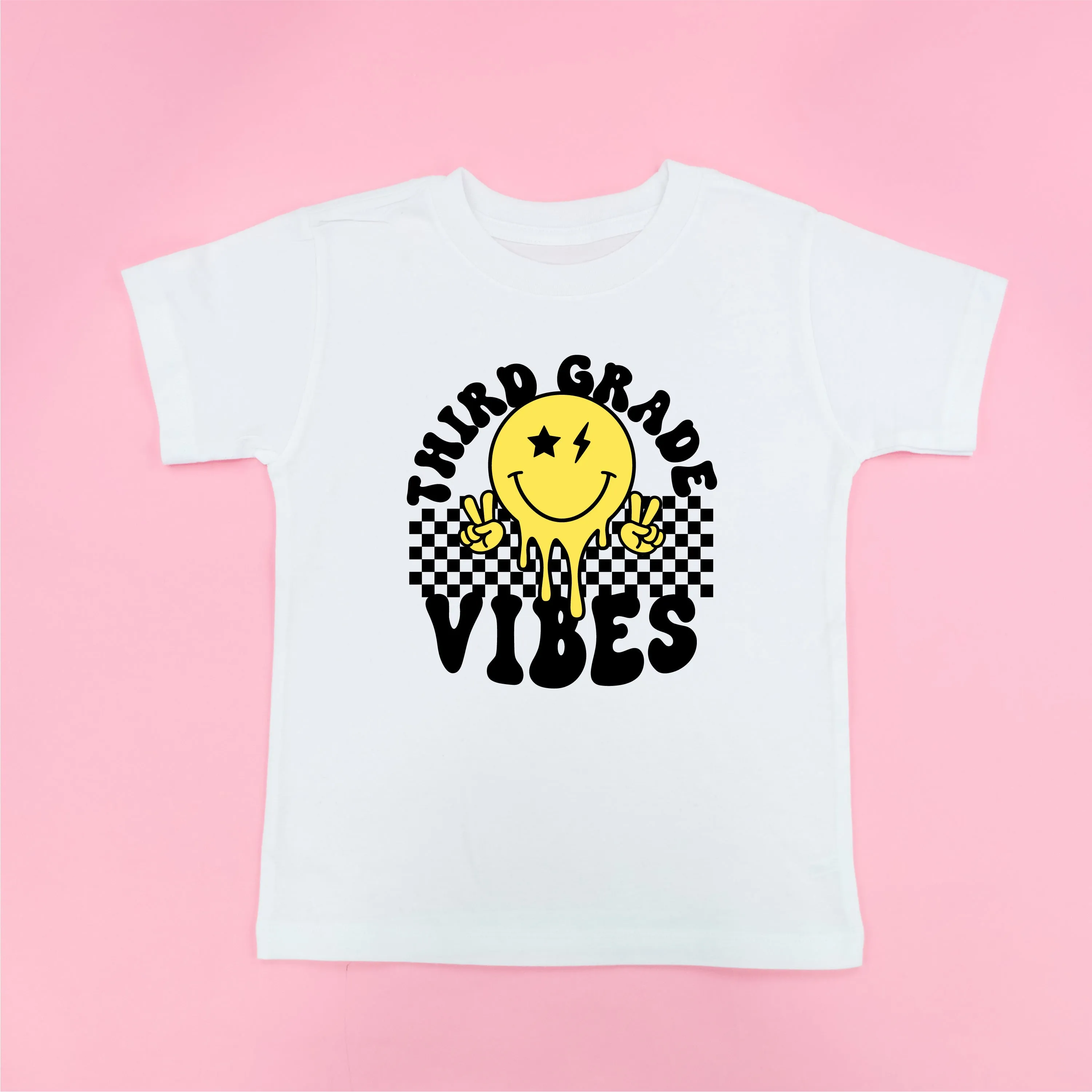 Third Grade Vibes - Peace Smiley - Short Sleeve Child Shirt