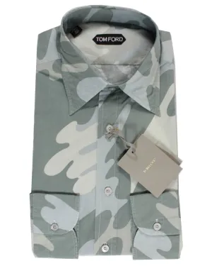 Tom Ford Sport Shirt Ceylon Gray Camo 39 - 15 1/2 SALE