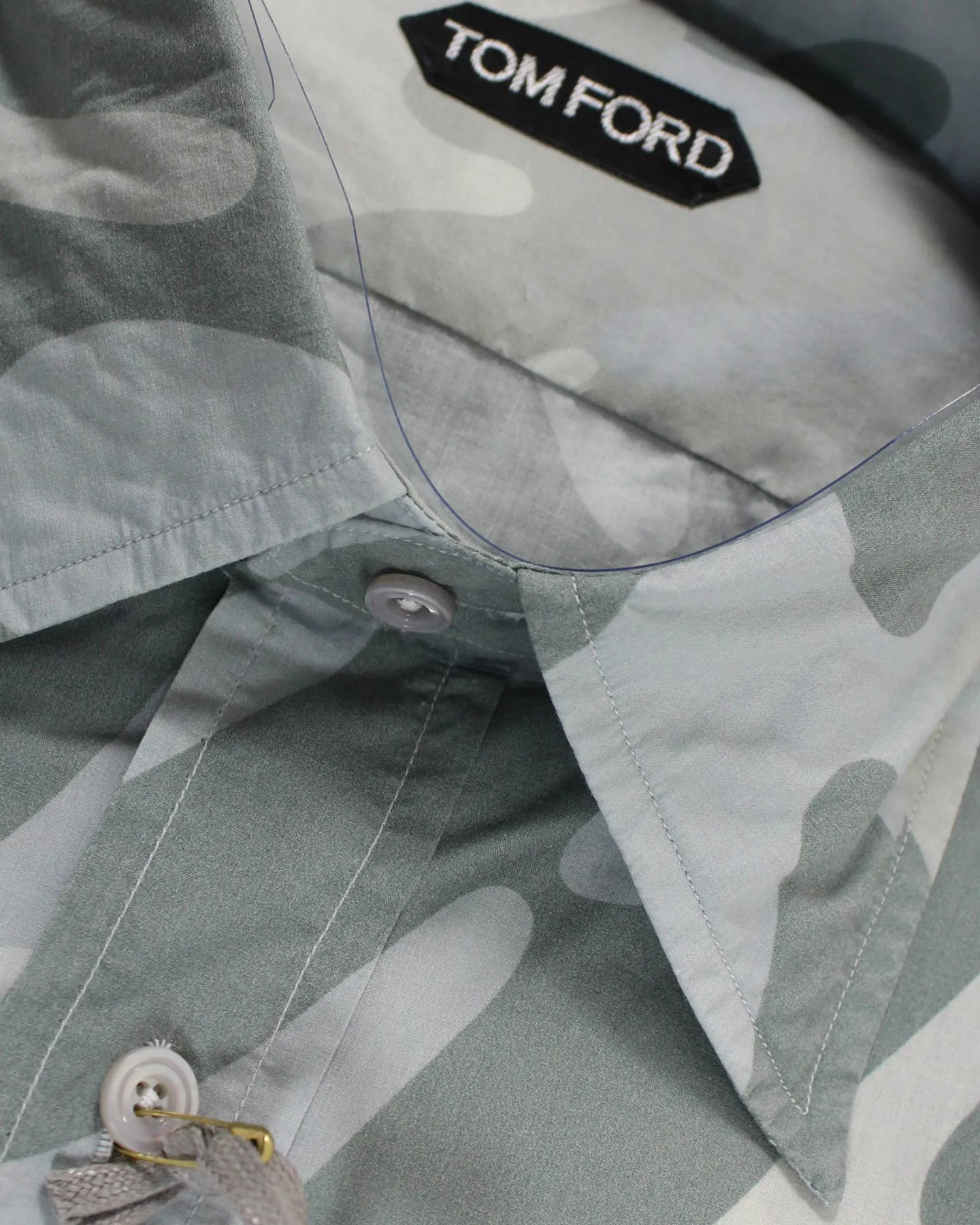 Tom Ford Sport Shirt Ceylon Gray Camo 39 - 15 1/2 SALE