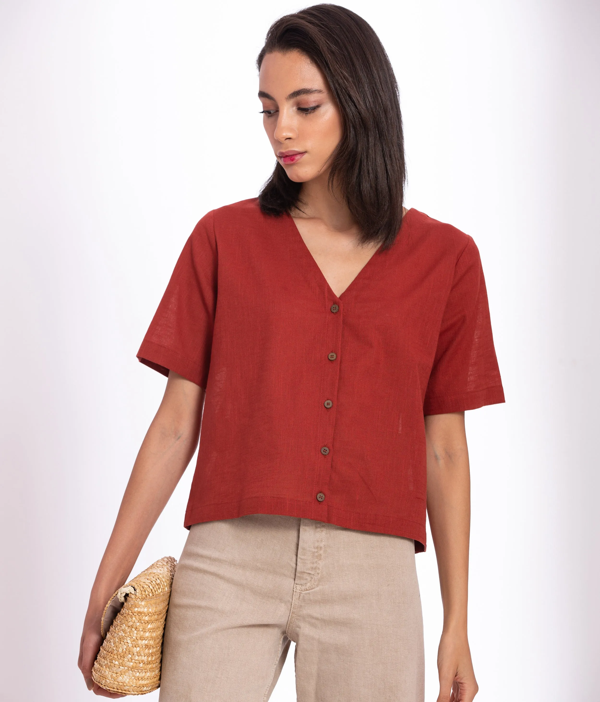 Warm Red Cotton Top