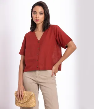 Warm Red Cotton Top