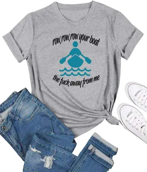 Women Row Row Row Your Boat T-Shirts Graphic T Shirt Casual Tee Tops