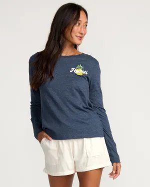 Womens Pina Town Long Sleeve T-Shirt - Navy