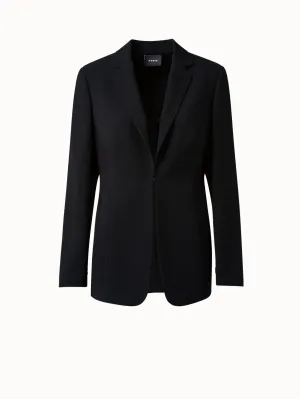 Wool Double-Face Blazer with a Leather-Lined Collar