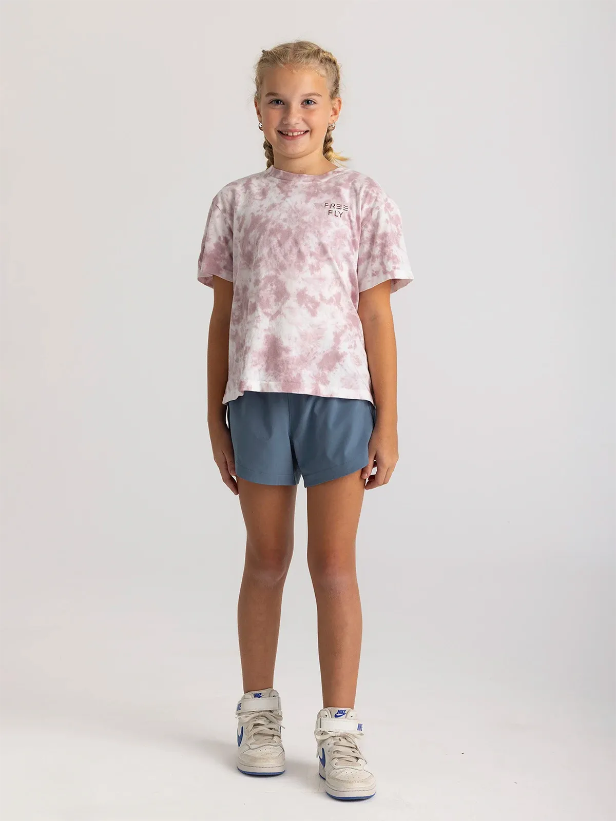 Youth Girls' Embroidered Logo Tee - Fig Tie Dye